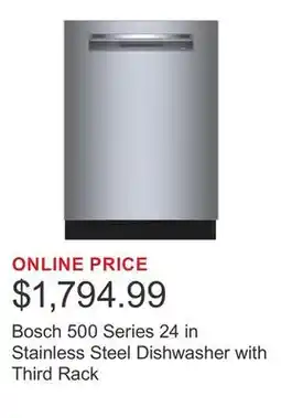 Costco Bosch 500 Series 24 in Stainless Steel Dishwasher with Third Rack offer