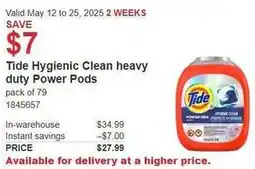 Costco Tide Hygienic Clean heavy duty Power Pods offer
