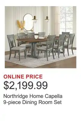 Costco Northridge Home Capella 9-piece Dining Room Set offer