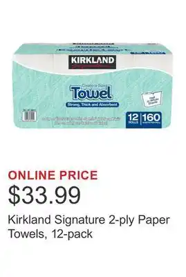 Costco Kirkland Signature 2-ply Paper Towels, 12-pack offer