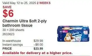 Costco Charmin Ultra Soft 2-ply bathroom tissue offer