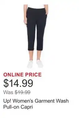Costco Up! Women's Garment Wash Pull-on Capri offer