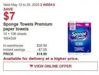 Costco Sponge Towels Premium paper towels offer