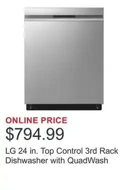 Costco LG 24 in. Top Control 3rd Rack Dishwasher with QuadWash offer