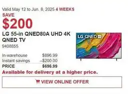 Costco LG 55-in QNED80A UHD 4K QNED TV offer