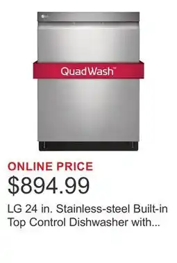 Costco LG 24 in. Stainless-steel Built-in Top Control Dishwasher with Adjustable Third-level Rack offer