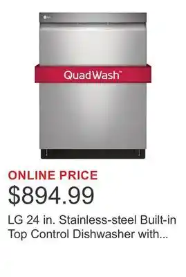 Costco LG 24 in. Stainless-steel Built-in Top Control Dishwasher with Adjustable Third-level Rack offer
