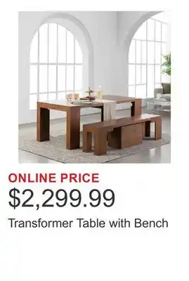 Costco Transformer Table with Bench offer