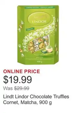 Costco Lindt Lindor Chocolate Truffles Cornet, Matcha, 900 g offer
