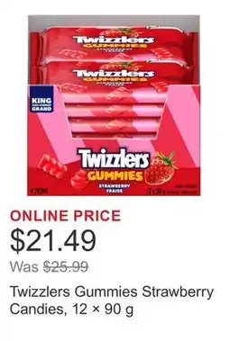 Costco Twizzlers Gummies Strawberry Candies, 12 × 90 g offer