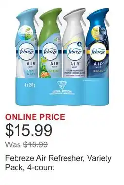 Costco Febreze Air Refresher, Variety Pack, 4-count offer