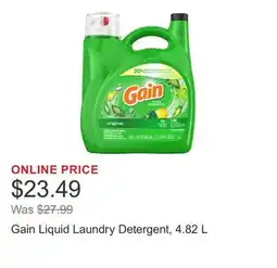 Costco Gain Liquid Laundry Detergent, 4.82 L offer