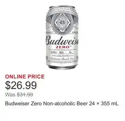 Costco Budweiser Zero Non-alcoholic Beer 24 × 355 mL offer