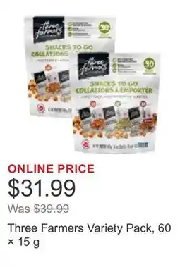 Costco Three Farmers Variety Pack, 60 × 15 g offer