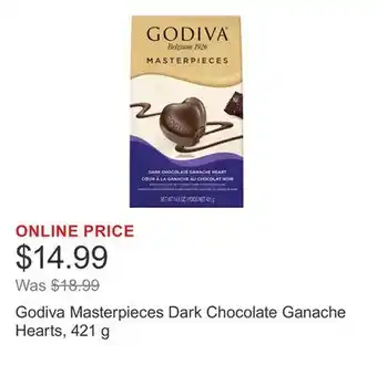 Costco Godiva Masterpieces Dark Chocolate Ganache Hearts, 421 g offer
