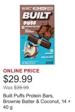 Costco Built Puffs Protein Bars, Brownie Batter & Coconut, 14 × 40 g offer