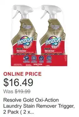 Costco Resolve Gold Oxi-Action Laundry Stain Remover Trigger, 2 Pack ( 2 x 550 mL) offer