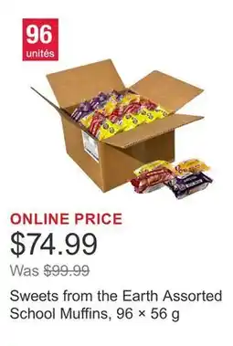 Costco Sweets from the Earth Assorted School Muffins, 96 × 56 g offer