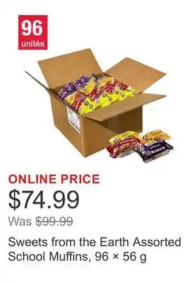 Costco Sweets from the Earth Assorted School Muffins, 96 × 56 g offer
