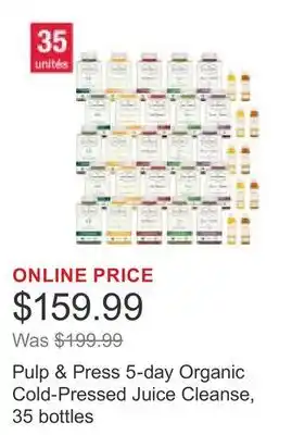 Costco Pulp & Press 5-day Organic Cold-Pressed Juice Cleanse, 35 bottles offer