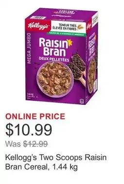 Costco Kellogg's Two Scoops Raisin Bran Cereal, 1.44 kg offer