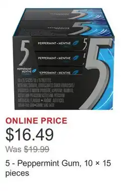 Costco 5 - Peppermint Gum, 10 × 15 pieces offer