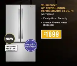 TA Appliances & Barbecues WHIRLPOOL 36 FRENCH-DOOR, REFRIGERATOR, 30 CU. FT offer
