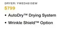 TA Appliances & Barbecues WHIRLPOOL 7.0 CU FT ELECTRIC DRYER offer