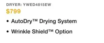 TA Appliances & Barbecues WHIRLPOOL 7.0 CU FT ELECTRIC DRYER offer
