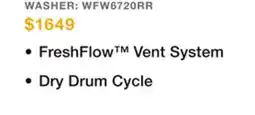 TA Appliances & Barbecues WHIRLPOOL 5.3 CU. FT. I.E.C. SMART FRONT LOAD WASHER offer