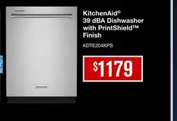 TA Appliances & Barbecues KitchenAid 39 dBA Dishwasher with PrintShield Finish offer