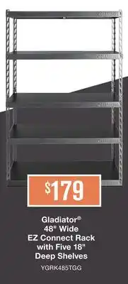 TA Appliances & Barbecues Gladiator 48 Wide EZ Connect Rack with Five 18 Deep Shelves offer