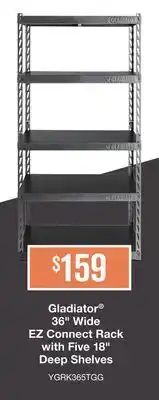TA Appliances & Barbecues Gladiator 36 Wide EZ Connect Rack with Five 18 Deep Shelves offer
