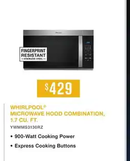 TA Appliances & Barbecues WHIRLPOOL MICROWAVE HOOD COMBINATION, 1.7 CU. FT offer