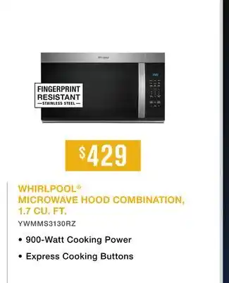 TA Appliances & Barbecues WHIRLPOOL MICROWAVE HOOD COMBINATION, 1.7 CU. FT offer