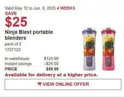 Costco Ninja Blast portable blenders offer