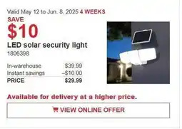 Costco LED solar security light offer
