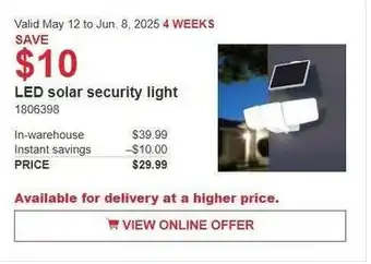 Costco LED solar security light offer