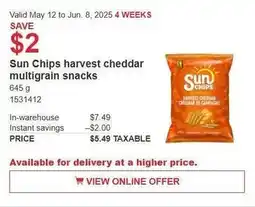 Costco Sun Chips harvest cheddar multigrain snacks offer