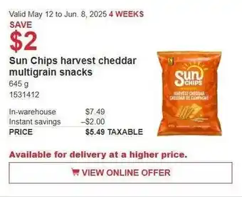 Costco Sun Chips harvest cheddar multigrain snacks offer