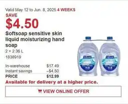 Costco Softsoap sensitive skin liquid moisturizing hand offer