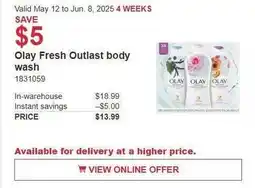 Costco Olay Fresh Outlast body wash offer