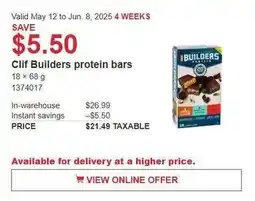 Costco Clif Builders protein bars offer