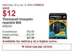 Costco Thermacell mosquito repellent E90 offer