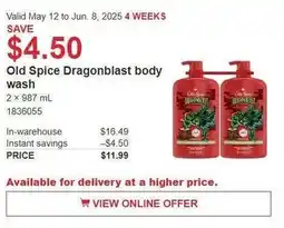 Costco Old Spice Dragonblast body wash offer