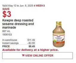 Costco Kewpie deep roasted sesame dressing and marinade offer