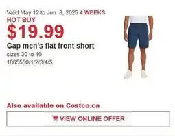Costco Gap men's flat front short offer