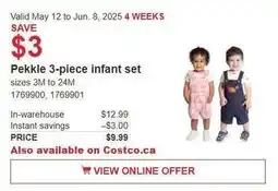 Costco Pekkle 3-piece infant set offer