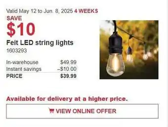 Costco Feit LED string lights offer