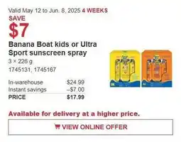 Costco Banana Boat kids or Ultra Sport sunscreen spray offer